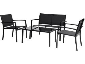 Conjunto de muebles bajos de jardín "Lino" - 4 plazas - Negro