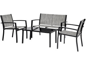 Conjunto de muebles bajos de jardín "Lino" - 4 plazas - Gris