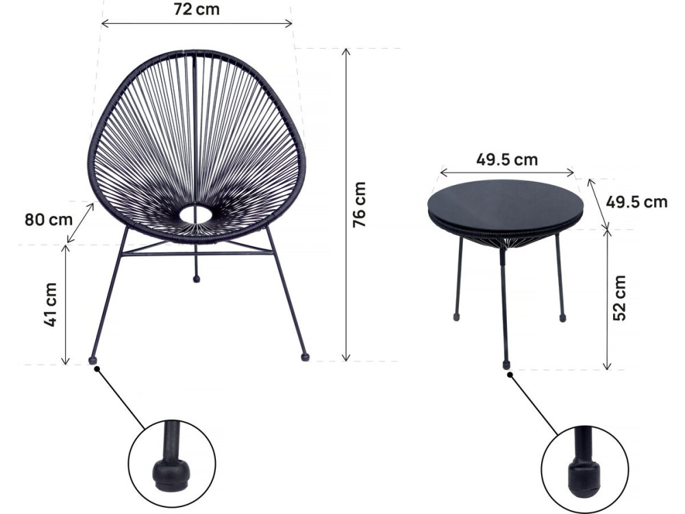 Mueble de jardín metálico Acapulco "Odea" - 2 plazas - Negro
