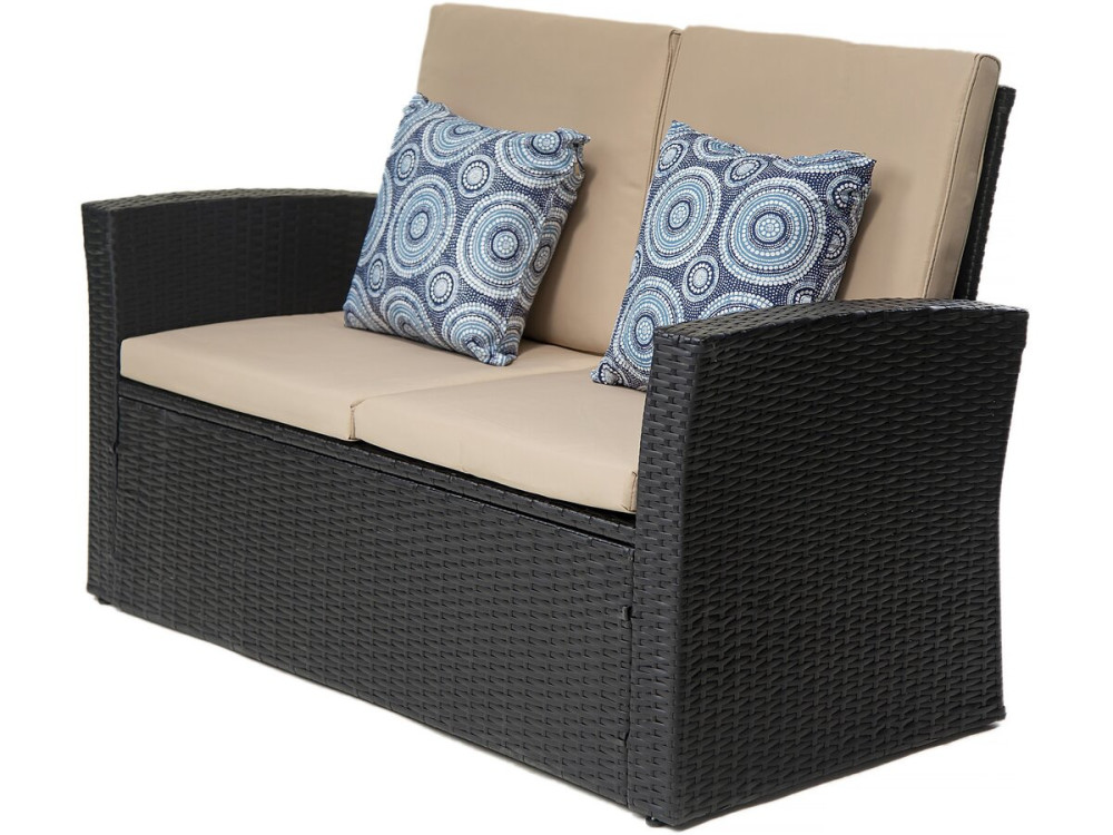 Juego de muebles de jardín "Ilana" - 4 piezas - Mimbre - Negro