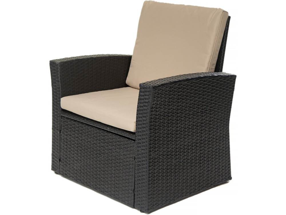 Juego de muebles de jardín "Ilana" - 4 piezas - Mimbre - Negro