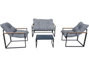 Muebles de jardín "Jules" - 4 plazas - Gris/Negro