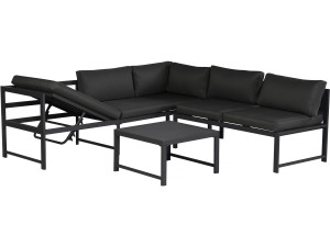 Conjunto de muebles de jardín de metal "Etna" - 6 plazas - Gris