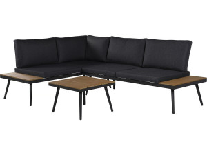 Sofá esquinero "Mira" muebles de jardín - imitación madera - 4 plazas - Gris