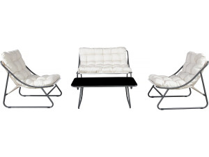 Conjunto de muebles de jardín de metal "Aria" con cojines - 4 plazas - Beige
