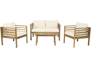Conjunto de muebles de jardín de madera "Beckham" con cojines - 4 plazas - Beige