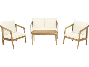 Conjunto de muebles de jardín de madera de acacia con cojines "Presley" - 4 plazas - Beige