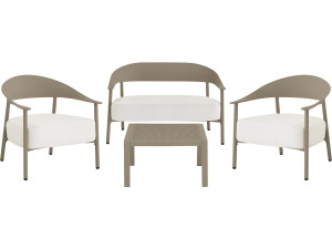 Conjunto de muebles de jardín "Céora" de metal y plástico - 4 plazas - Topo