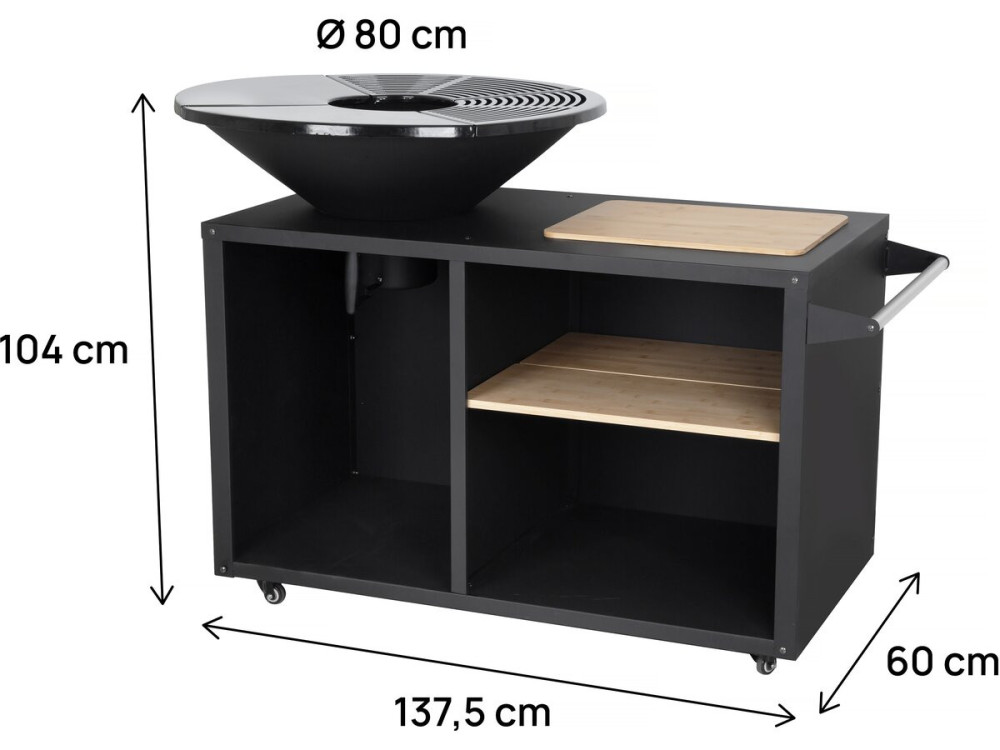 Brasero plancha de carbón y leña "Maréchal" - Ø 81 cm - Negro