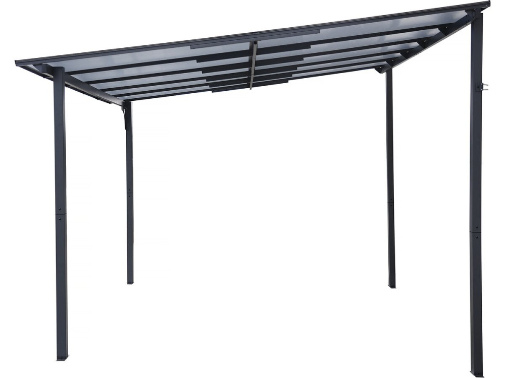 Pérgola adosada "Marvin" - 3 x 3 m - 304 x 298 x 243 cm - Gris oscuro