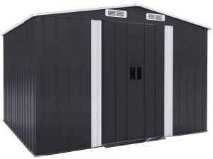 Caseta de jardín metálica "Boston" con puerta corredera - 6,54 m² - Gris
