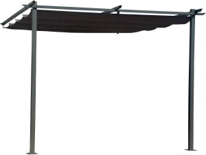Pérgola adosada con techo retráctil - 3 x 3 m - gris antracita