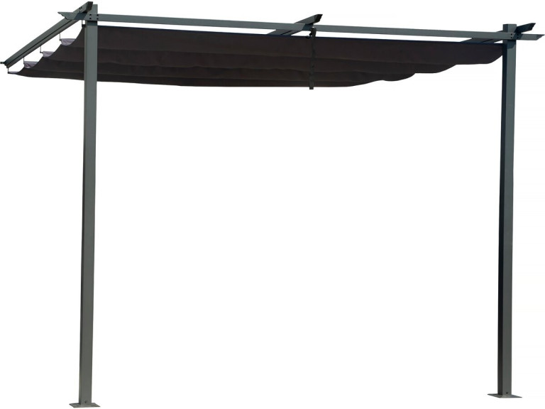 Pérgola adosada con techo retráctil - 3 x 3 m - gris antracita