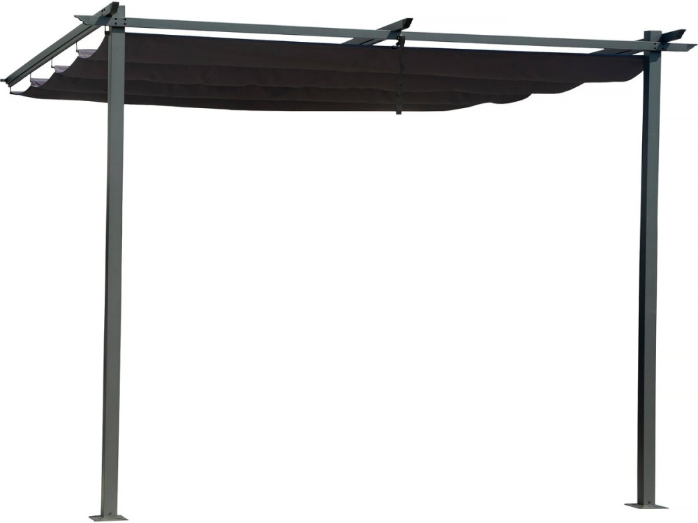 Pérgola adosada con techo retráctil - 3 x 3 m - gris antracita