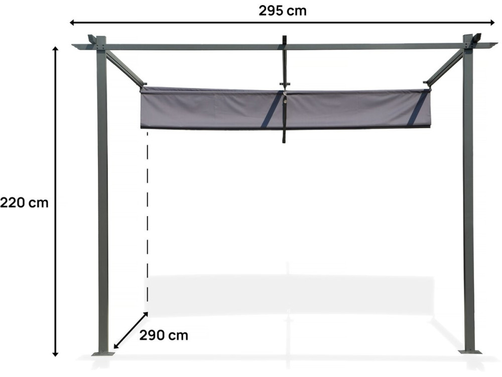 Pérgola adosada con techo retráctil - 3 x 3 m - gris antracita