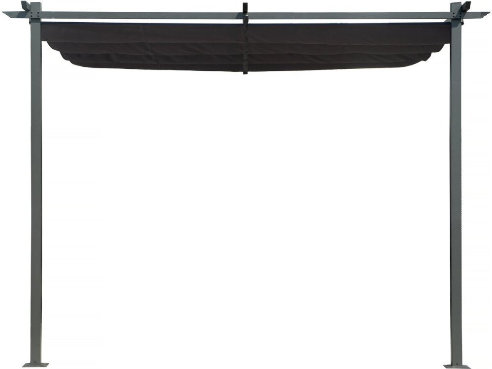 Pérgola adosada con techo retráctil - 3 x 3 m - gris antracita