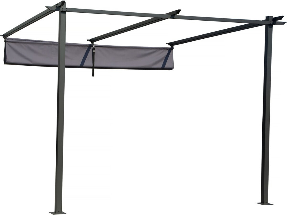 Pérgola adosada con techo retráctil - 3 x 3 m - gris antracita