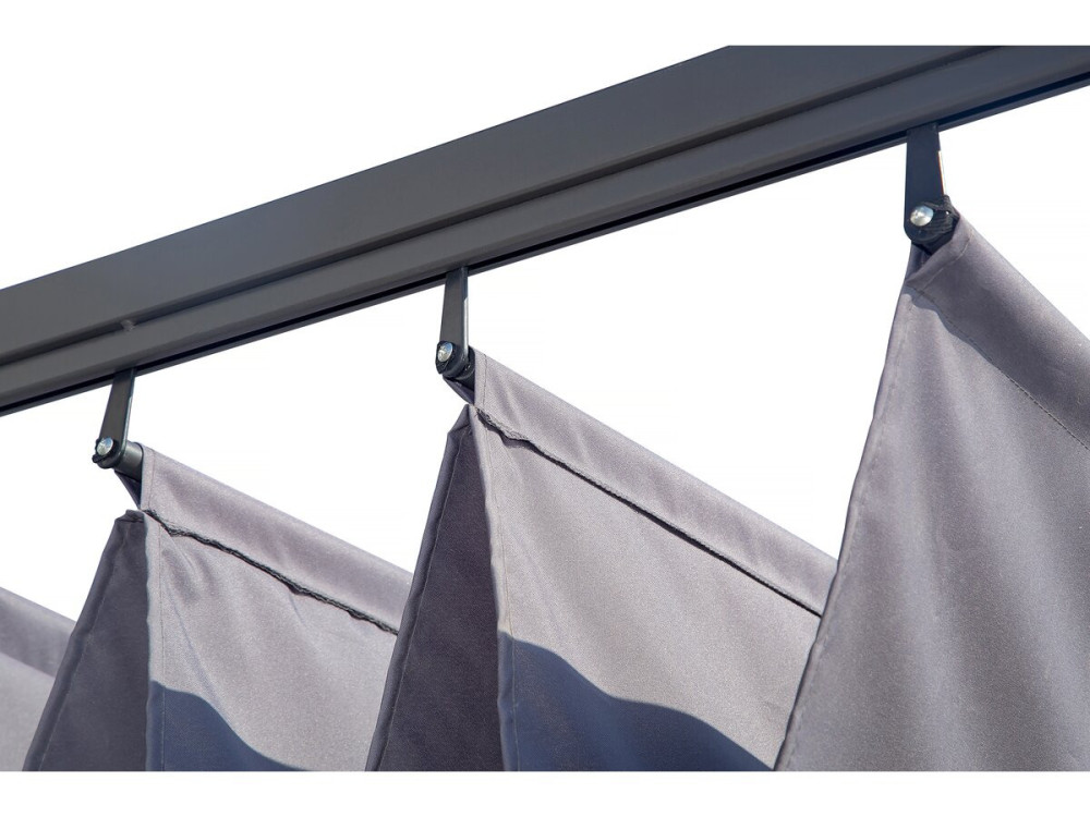 Pérgola adosada con techo retráctil - 3 x 3 m - gris antracita