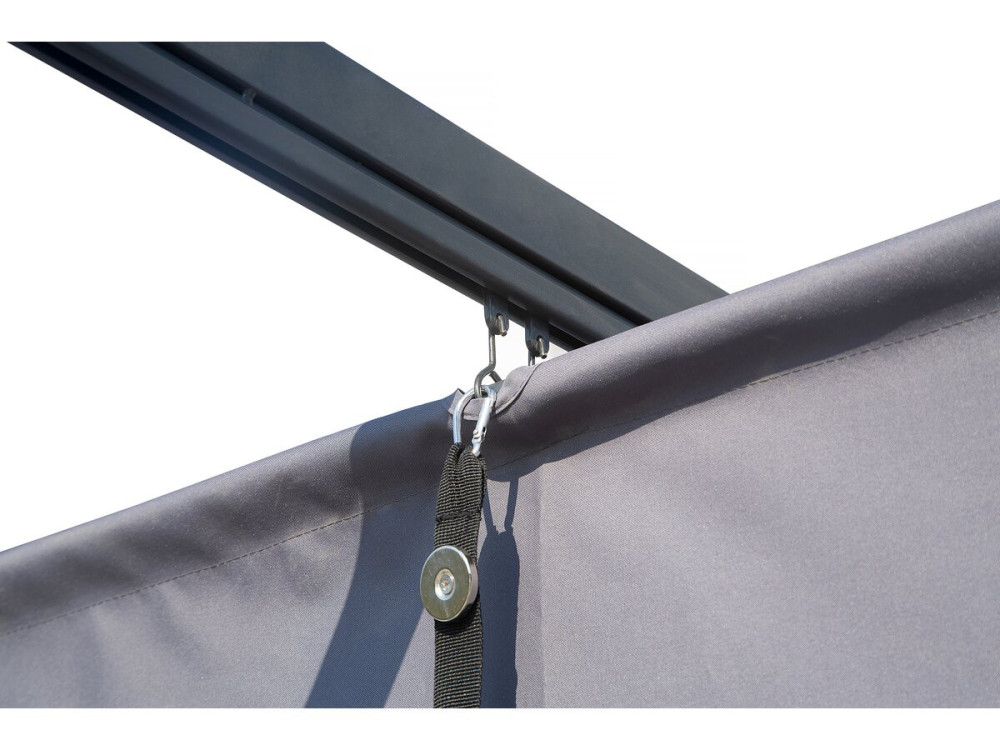 Pérgola adosada con techo retráctil - 3 x 3 m - gris antracita