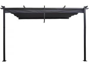 Pérgola adosada de aluminio con techo retráctil - 3 x 4 m - Gris