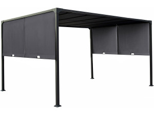 Pérgola con techo metálico corredizo "Courtenay" - 3 x 4 m - Gris