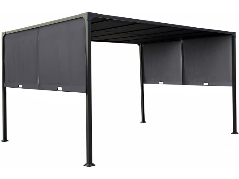Pérgola con techo metálico corredizo "Courtenay" - 3 x 4 m - Gris
