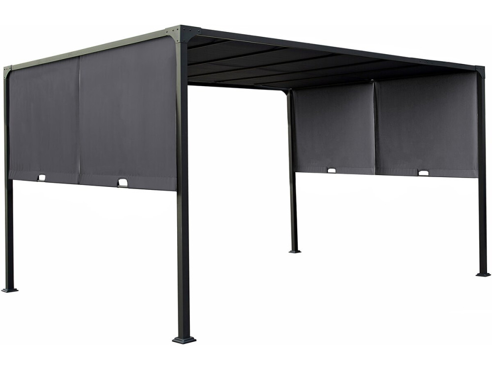 Pérgola con techo metálico corredizo "Courtenay" - 3 x 4 m - Gris