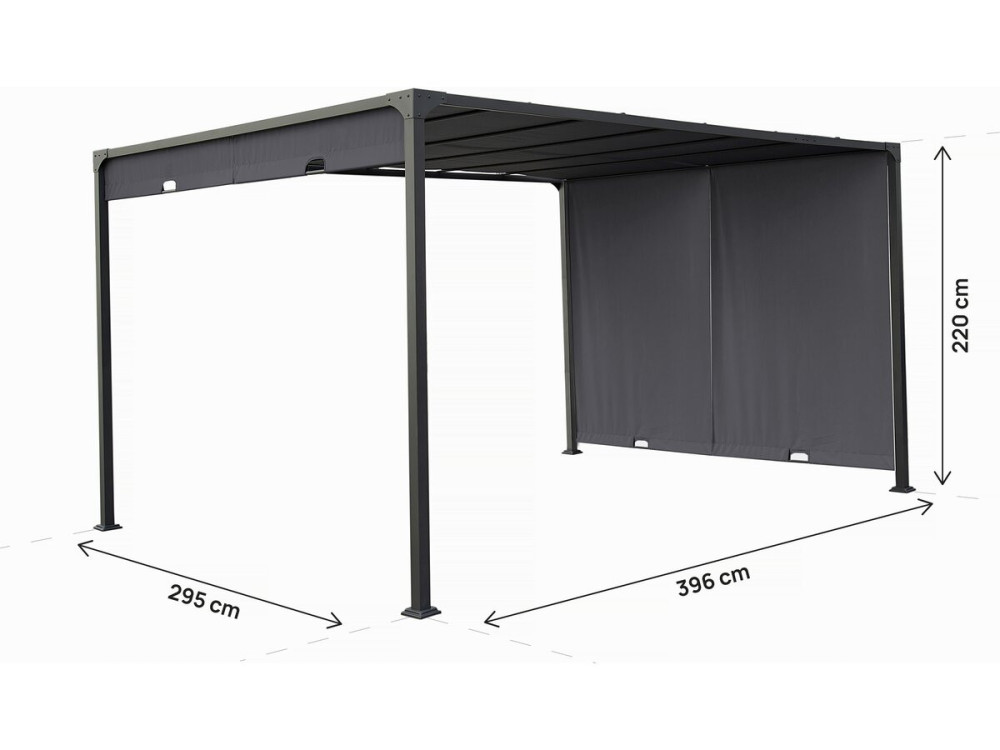 Pérgola con techo metálico corredizo "Courtenay" - 3 x 4 m - Gris