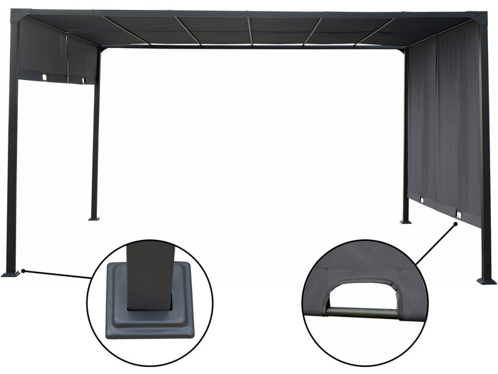 Pérgola con techo metálico corredizo "Courtenay" - 3 x 4 m - Gris