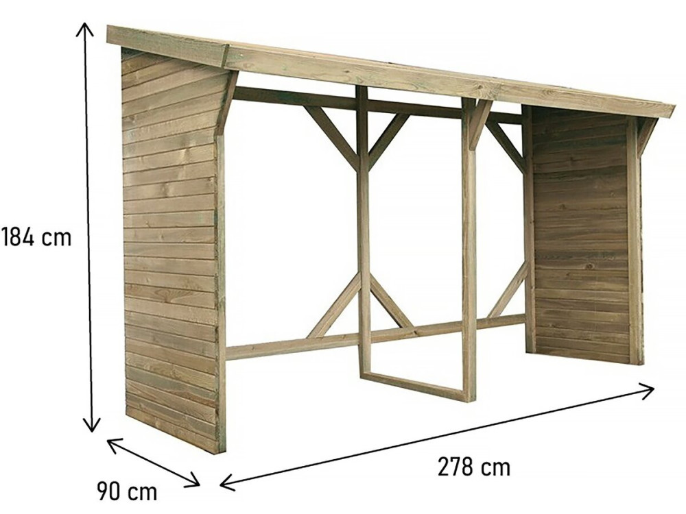 Refugio de troncos - 2,5 m² - 2,78 x 0,90 x 1,85 m - 5 Stères