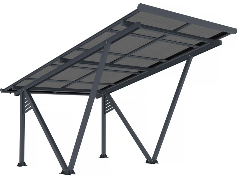 Cochera solar con paneles fotovoltaicos - 366 x 575 x 366 cm - Gris - 4,1 kW