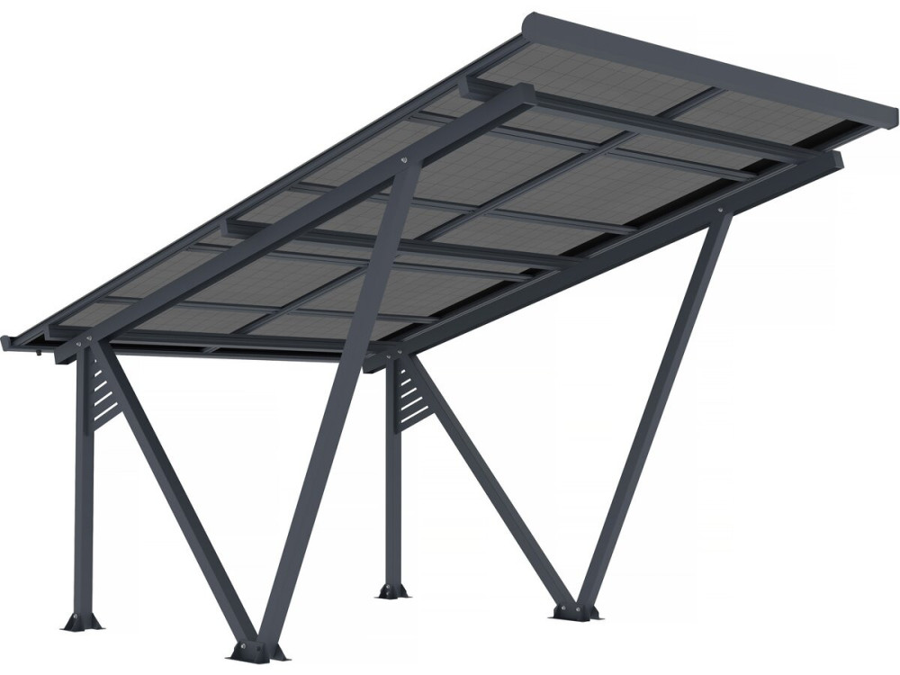 Cochera solar con paneles fotovoltaicos - 366 x 575 x 366 cm - Gris - 4,1 kW