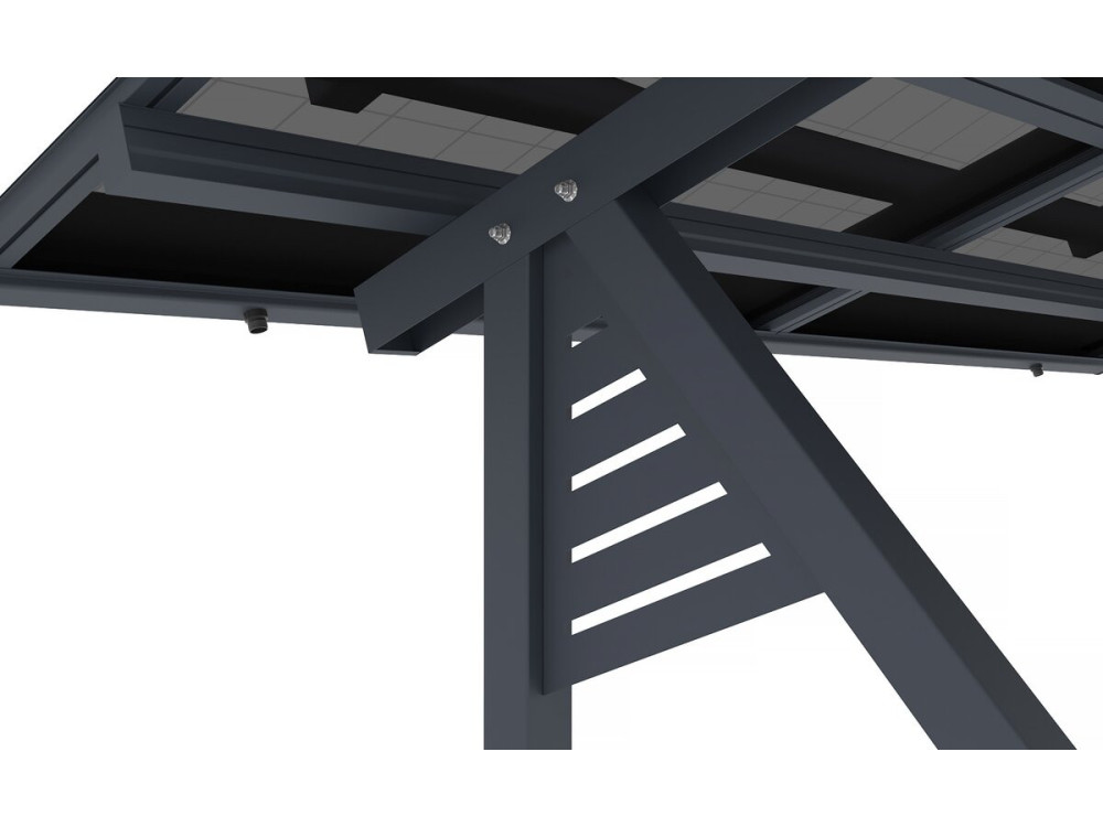 Cochera solar con paneles fotovoltaicos - 366 x 575 x 366 cm - Gris - 4,1 kW