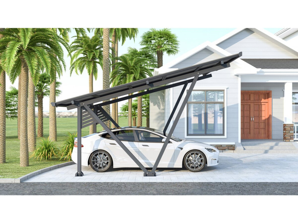 Cochera solar con paneles fotovoltaicos - 366 x 575 x 366 cm - Gris - 4,1 kW