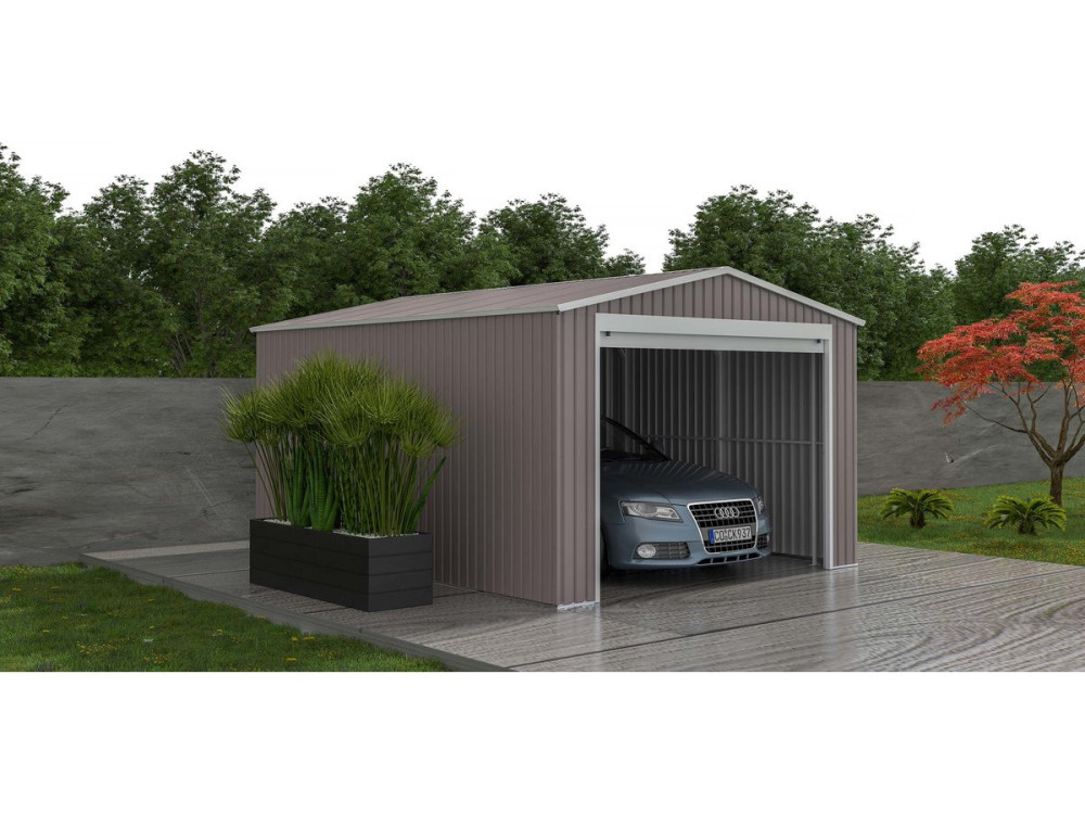 Garaje en metal "Nevada" con puerta enrollable - 15,61m²