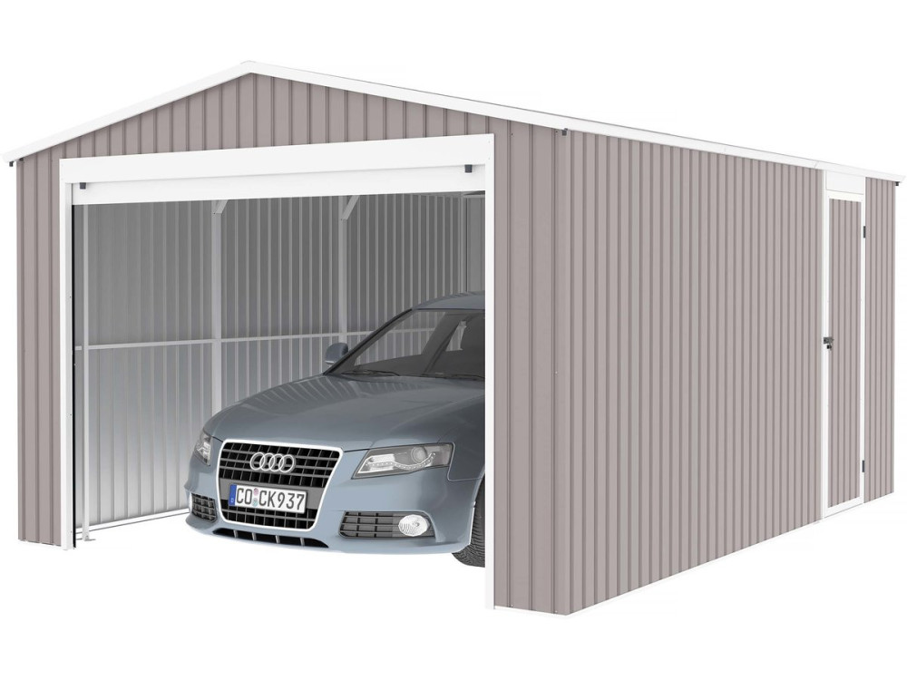 Garaje en metal "Nevada" con puerta enrollable - 15,61m²