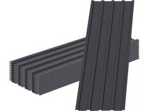Lote de 12 paneles de revestimiento de acero galvanizado "Atlanta" - 129 x 42 cm - Gris