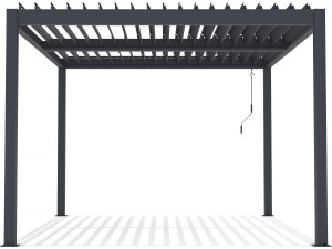 Pérgola bioclimática "Windsor" de aluminio con led 3 x 4 - Gris