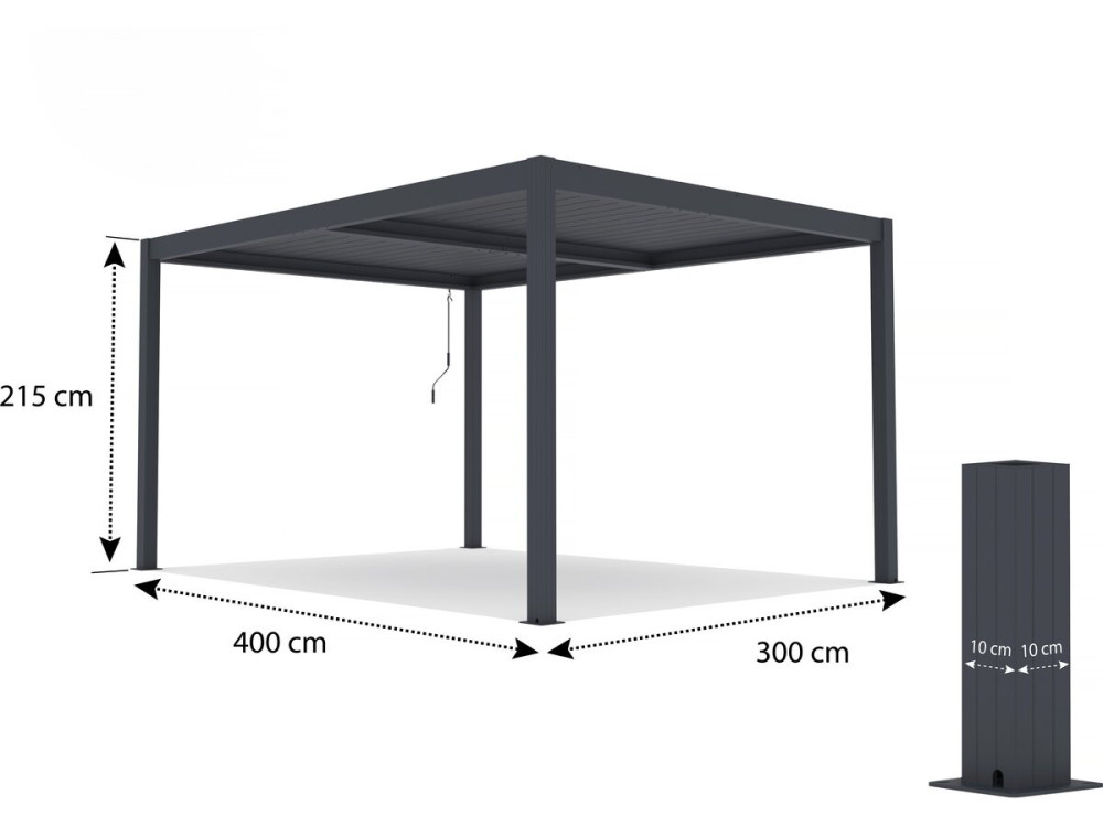 Pérgola bioclimática "Windsor" de aluminio con led 3 x 4 - Gris