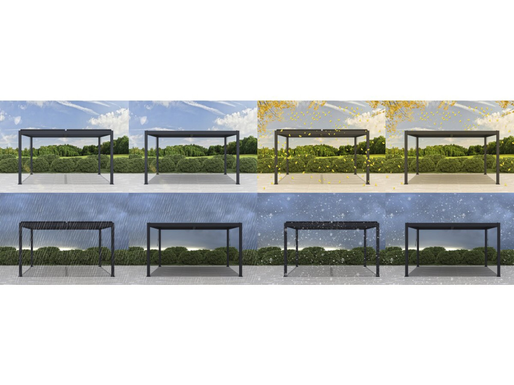 Pérgola bioclimática "Windsor" de aluminio con led 3 x 4 - Gris