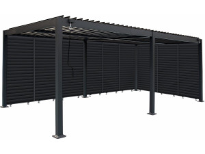 Pérgola bioclimática con 9 lamas de aluminio «Kensington» - 3 x 6 m - Gris