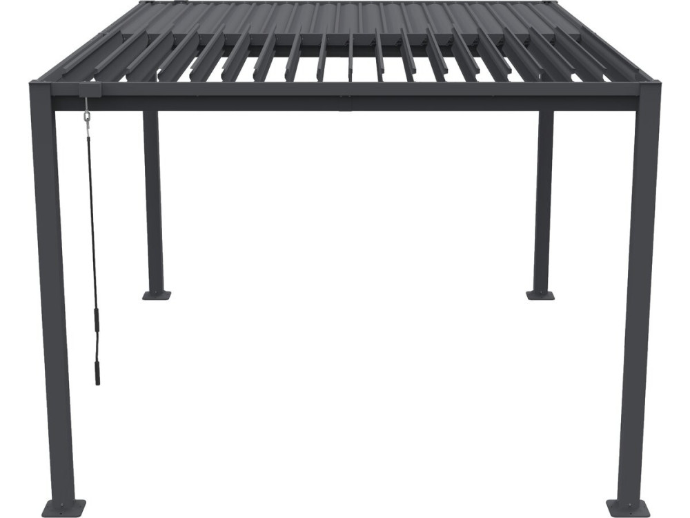 Pérgola bioclimática "Howard" con cortina y mosquitera - 3 x 4 m - Gris