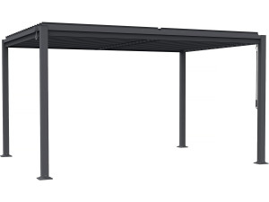 Pérgola bioclimática autoportante "Howard" con lamas orientables - 3 x 4 m - Gris