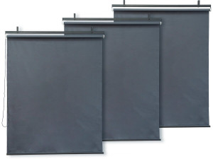 Juego de 3 carretes metálicos retráctiles - 124,5 x 225 cm - Antracita