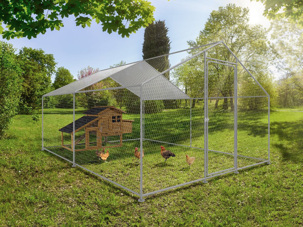 Gallinero 12 m² parque de malla metálica 4 x 3 x 2 M acero galvanizado