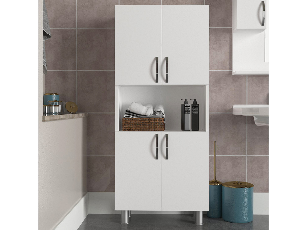 Mueble de baño de madera "William" - 59 x 29 x 140 cm - Blanco