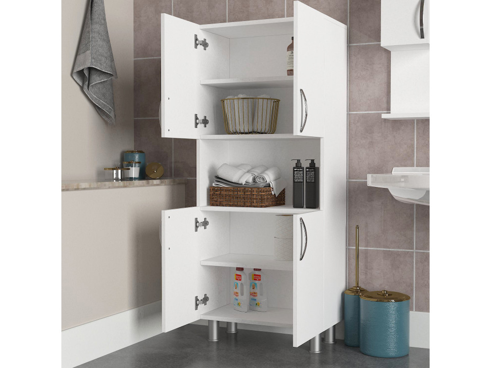 Mueble de baño de madera "William" - 59 x 29 x 140 cm - Blanco