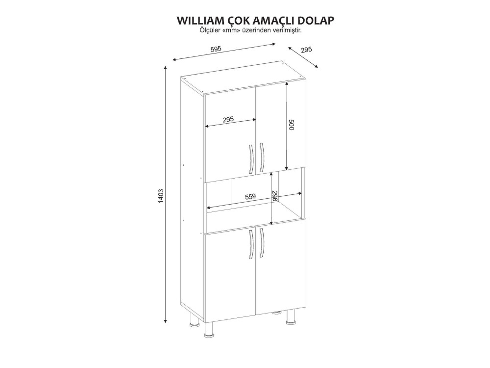 Mueble de baño de madera "William" - 59 x 29 x 140 cm - Blanco
