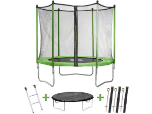 Cama elástica “Yoopi” - Ø 2,44 m - con red + escalera + funda + kit de anclaje