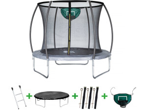 Cama elástica con red interior y cesta "Jumper" Ø2.44 - Gris